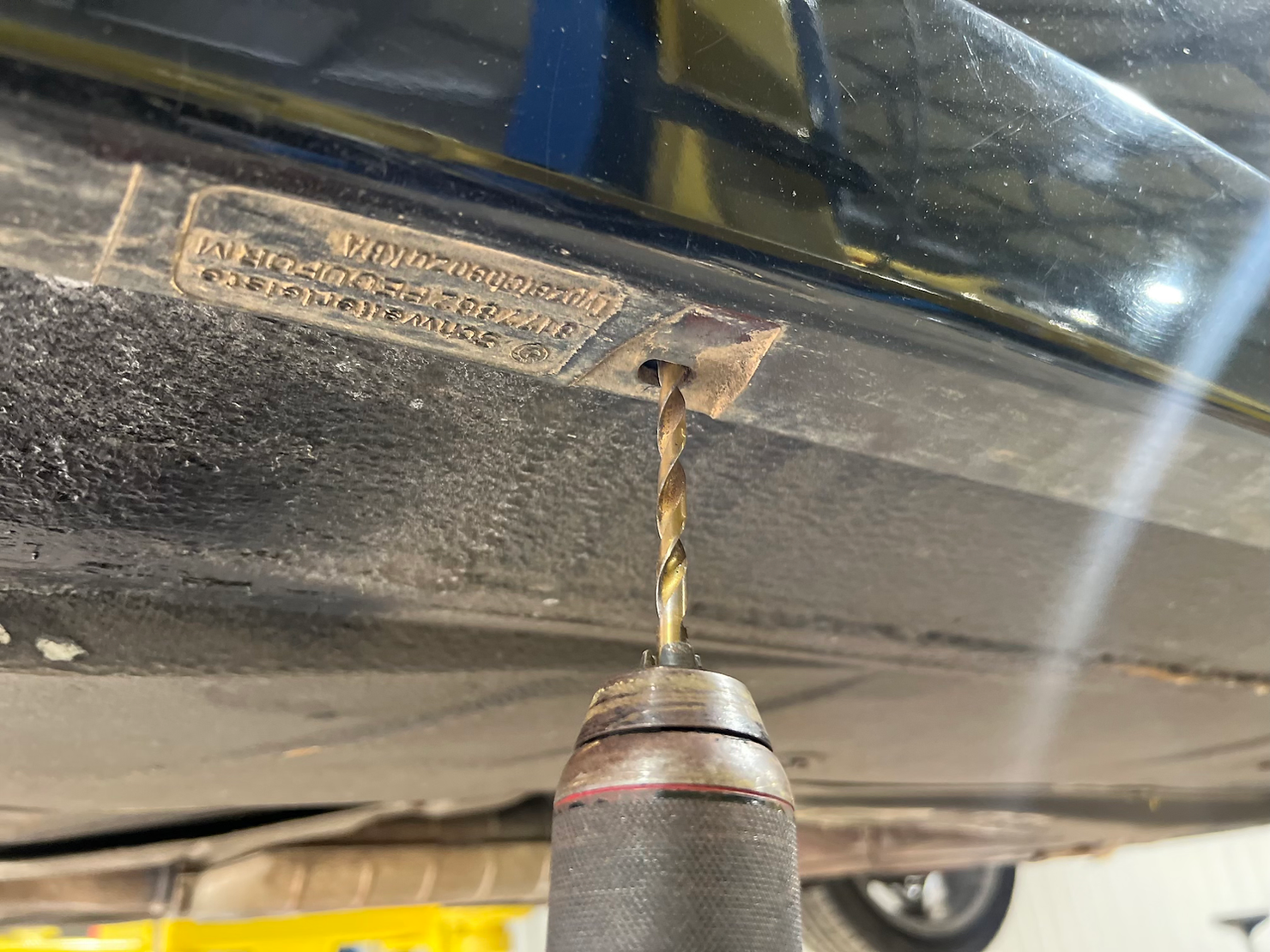 Drilling for bottom rivets